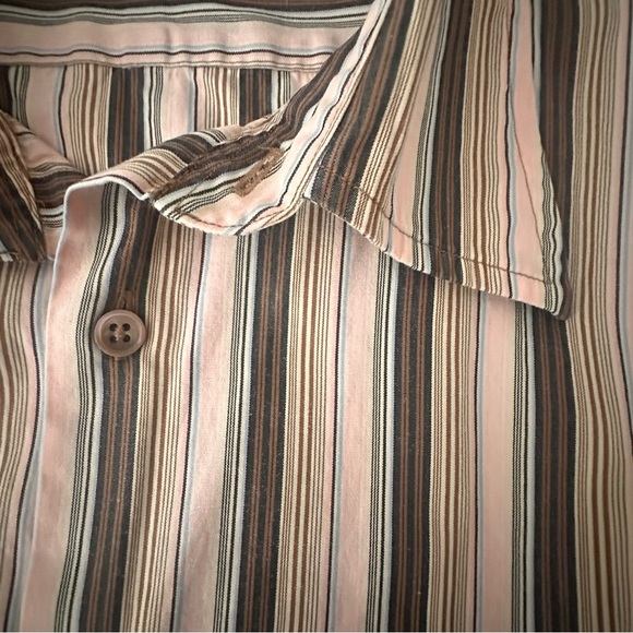 Men’s John Varvatos Striped Dress Shirt in Brown and Pink Size Large Cotton - Picture 5 of 11
